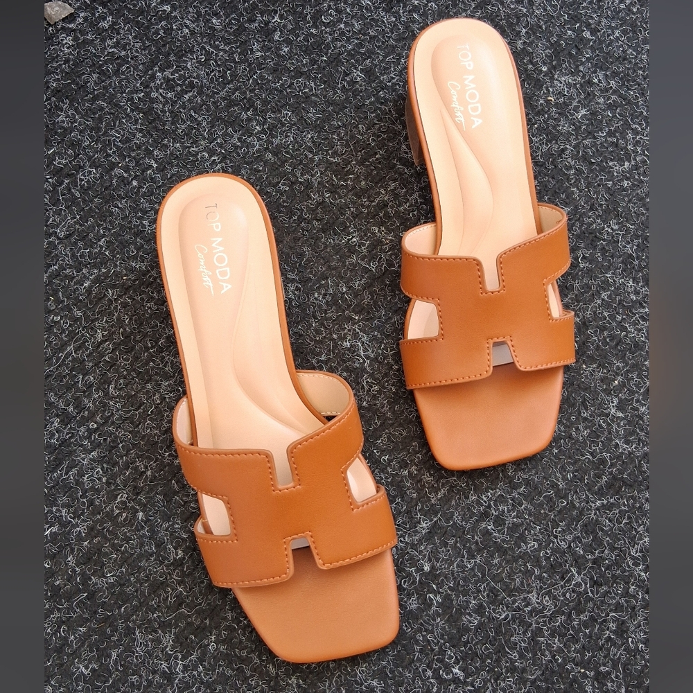 TOP Moda Tan Open-Toe Mules - Picture 6 of 6